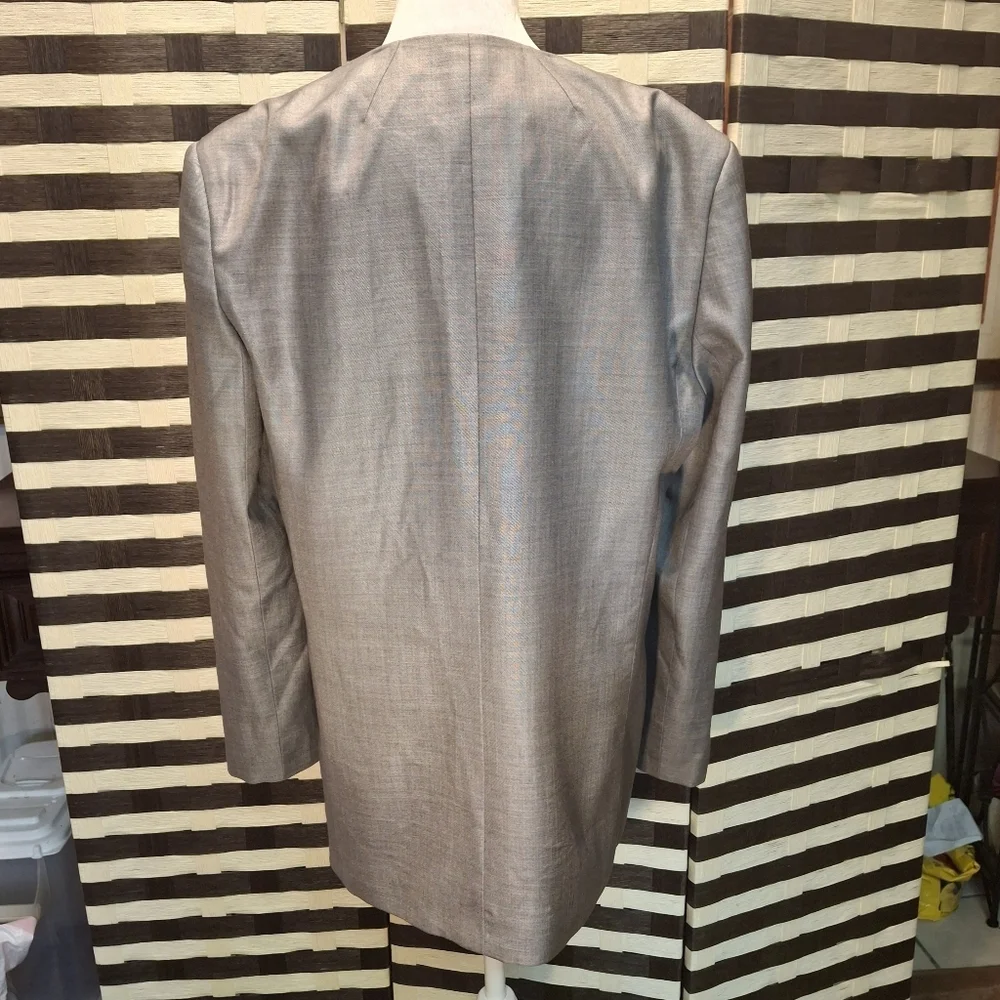RAEY Blazer Open-Front Grey Long Sleeve Virgin Wool Silk   Women Size UK12 / US8 - Picture 6 of 16